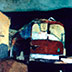 Bus, Öl auf Leinwand